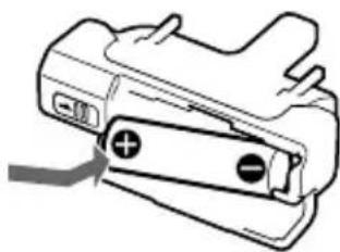 SONY D-NE20LS - Insert an LR6 (size AA) alkaline battery (not supplied) by matching the ⊕ to the diagram inside the battery case and close the battery case lid. - 1