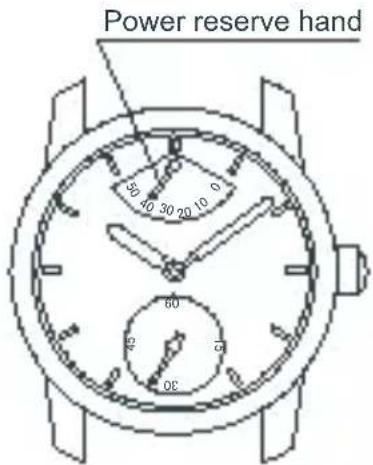 Power reserve hand 50 40 30 20 10 0 60 20 10 0E