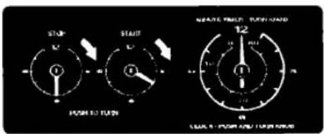 STOP START NEAVE TIME, PUSH/AND OFF TO TURN 12 10 10 10 10 LEAV 5 - FOR AND TURN/AND