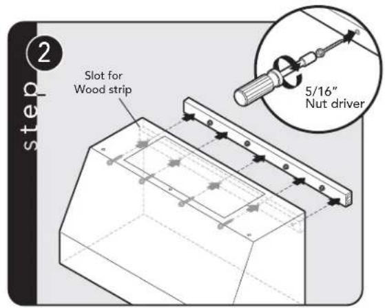 slot for Wood strip 5/16" Nut driver step 2
