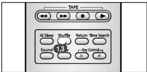 SAMSUNG MAX-B450 - Quand vous avez terminé la lecture au hasard, appuyez sur appuyez de nouveau sur la touche Shuffle. - 2