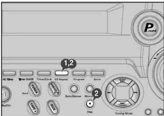 SAMSUNG MAX-B450 - Pour arrer l'ecoute repeteee, appuyez sur Résultat: ALL CD ou 1 CD disparait. - 1