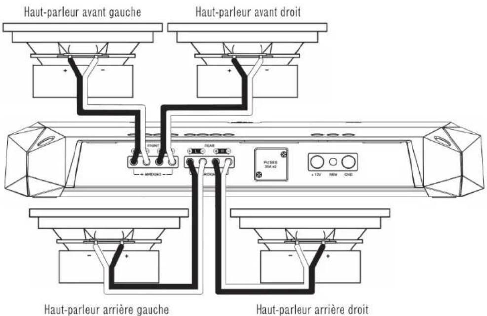 Haut-parleur avant gauche Haut-parleur avant droit FRONT + BRDGED REAR ROGA FUSES SRA 42 + 12V REM CND Haut-parleur arrière gauche Haut-parleur arrière droit