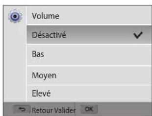 Volume Désactivé Bas Moyen Elevé Retour Valider OK