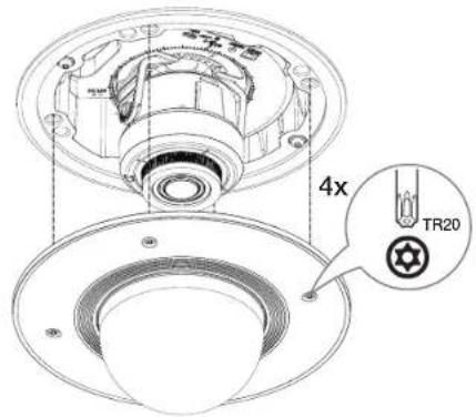 Hanwha PNB-A9001 - Assemblage du couvercle du dôme - 1