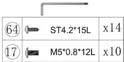 64 ST4.2*15L x14 17 M5*0.8*12L x10