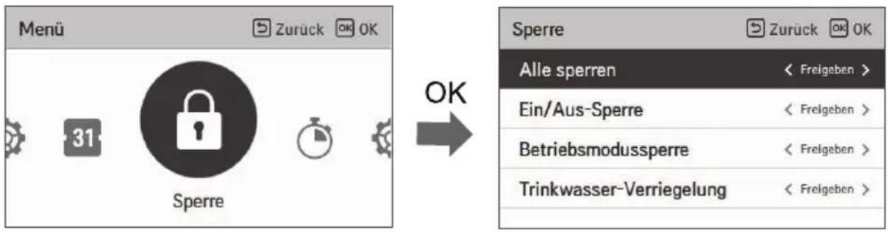 LG HM091MRS - Eingabe der Sperreinstellung - 1