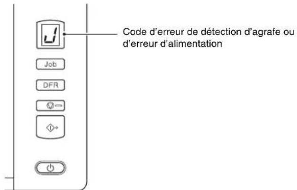 Code d'erreur de détection d'agrafe ou d'erreur d'alimentation