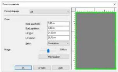 Zone nummation Format de page: Alt Zone Bond peach(E): 0.00 cm Bond perimeter: 0.00 cm Largest: 21.00 cm Longest: 25.70 cm Jacks: Centrations Marge: 0.00 cm Pyrotozique OK Cancel Apply