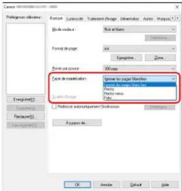 CANON imageFORMULA DR-M1060II - Si vous souhaitez supprimer les images de pages blanches dans des documents recto-verso - 1