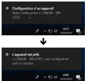 Configuration d'un appareil Nous configurons « CANON DR- ↓ 1542 ↓ 1542 L'appareil est prêt. « CANON DR-» > est configuré et prêt à l'emploi.