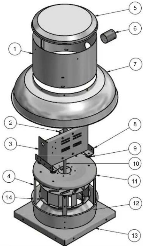 Canarm ALX180-UD100EC - ÉVACUATEUR DE LA SÉRIE ALX EN ALUMINIUM REPOUSSÉ À DÉBIT VERS LE HAUT VUE DÉTAILLÉE - 2