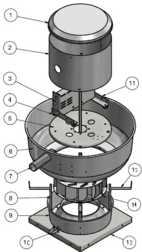 Canarm ALX120-UD050EC - ALX SERIES SPUN ALUMINUM UPBLAST EXHAUSTERS - EXPLODED VIEW - 1