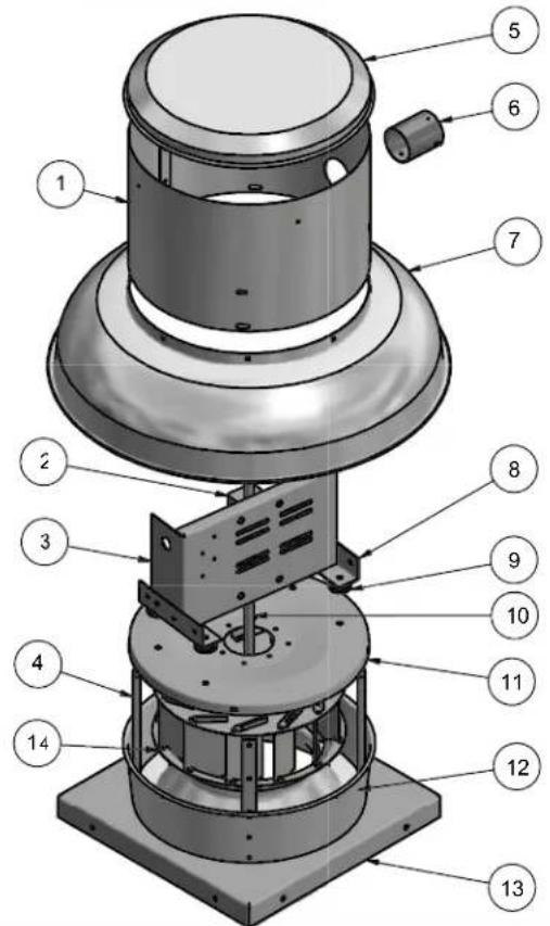 Canarm ALX120-UD050EC - ALX SERIES SPUN ALUMINUM DOWNBLAST EXHAUSTERS - EXPLODED VIEW - 1