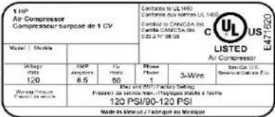 California Air Tools 8010 - LOCATIONS OF IMPORTANT LABELS - 6