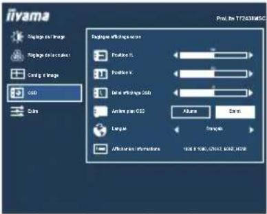 IIYAMA ProLite TF2238MSC - MENU des paramètres de réglage - 8