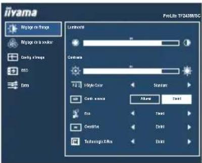 IIYAMA ProLite TF2238MSC - MENU des paramètres de réglage - 2