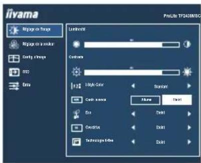 IIYAMA ProLite TF2238MSC - MENU des paramètres de réglage - 1
