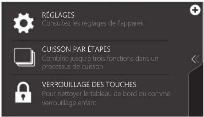 Atag CX4685M - Utilisation du menu « Plus » - 2