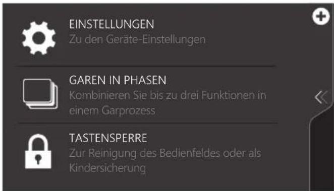 Atag CS4585M1C - Verwendung des „Plus“-Menüs - 2
