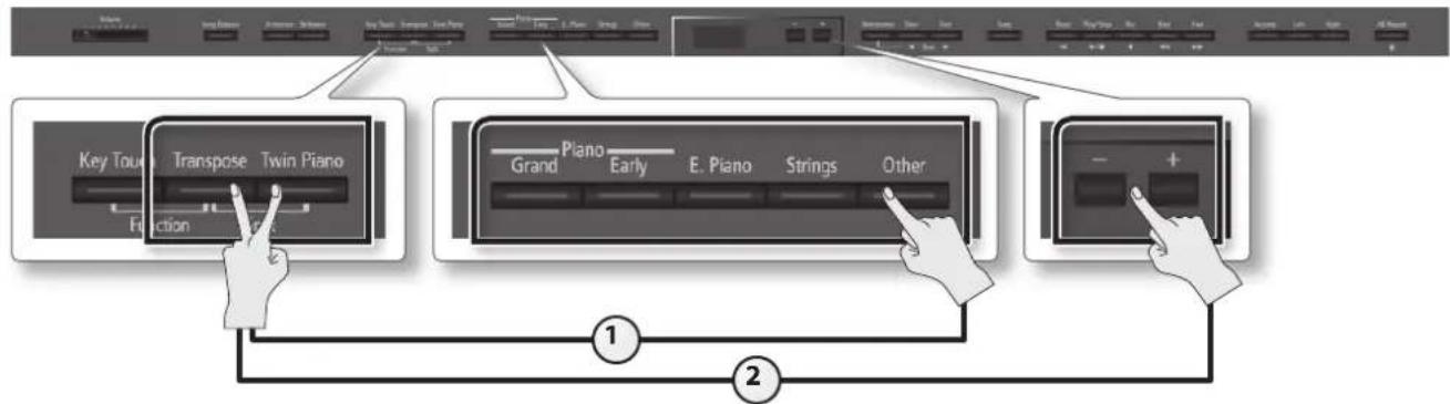 ROLAND DP90e - 改變左手的音色 - 1