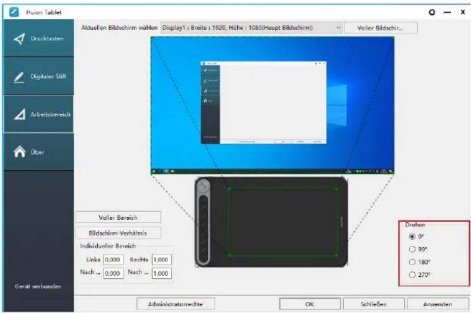 Huion Inspiroy Dial Q620M - Rotation des Arbeitsbereichs - 1