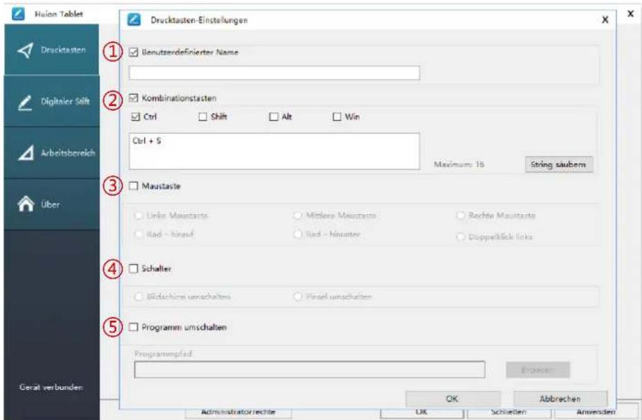 Huion Inspiroy Dial Q620M - Druckschalter-Funktionseinstellungen - 2