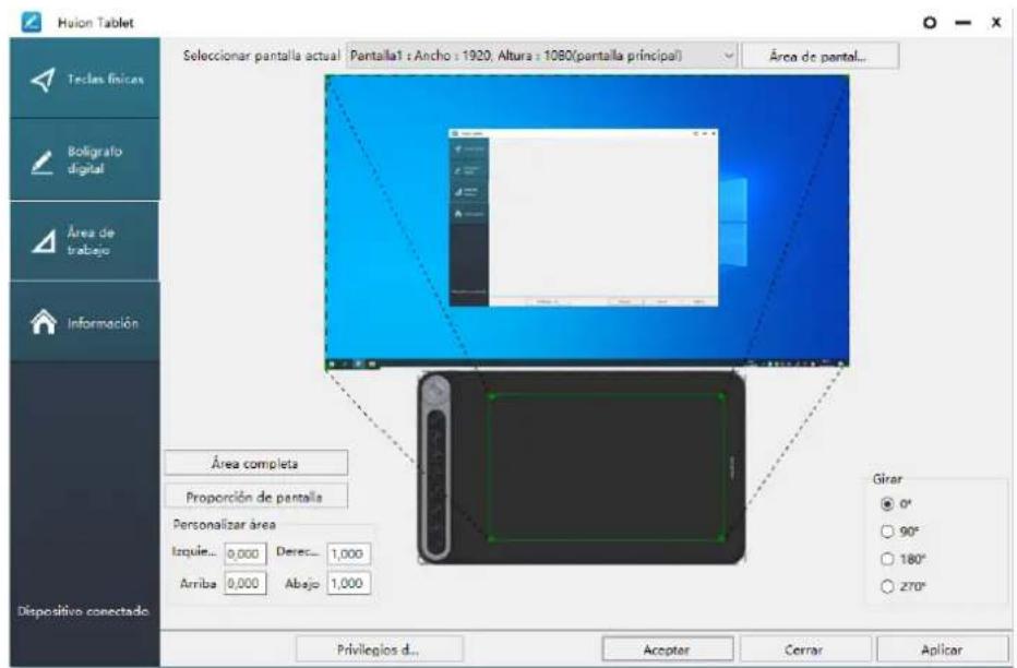 Huion Inspiroy Dial Q620M - Configuración del Área de Trabajo - 1