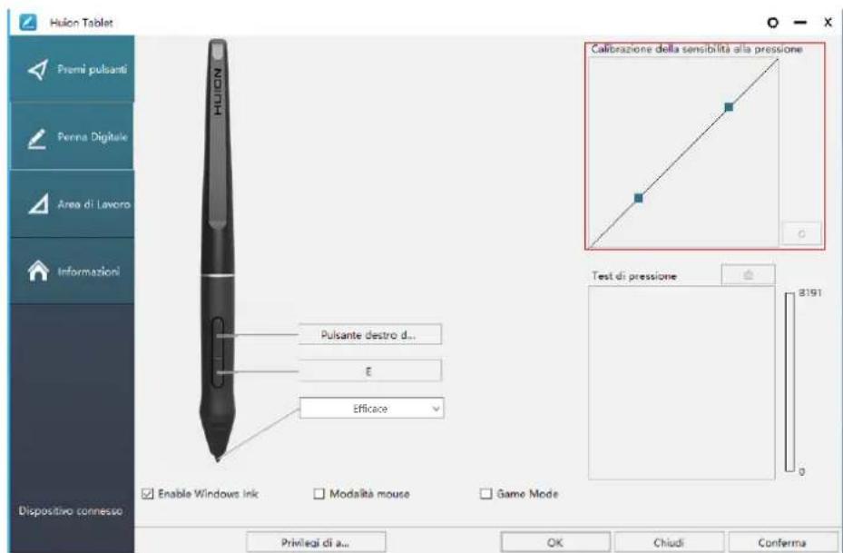 Huion Inspiroy Dial Q620M - Impostazione Sensibilità di pressione - 1
