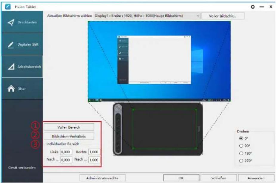 Huion Inspiroy Dial Q620M - Arbeitsbereichseinstellungen - 1