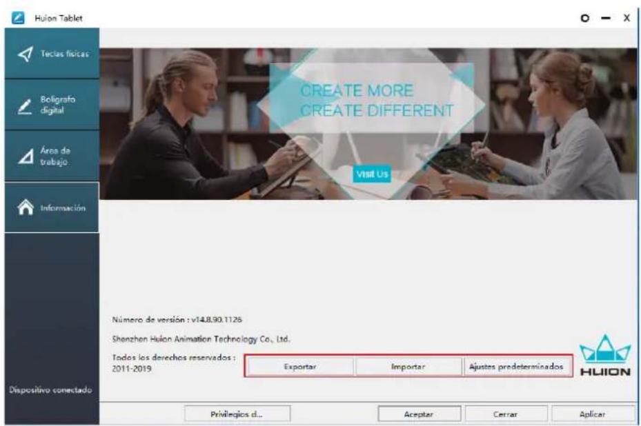 Huion Inspiroy Dial Q620M - Exportación e importación de datos - 1
