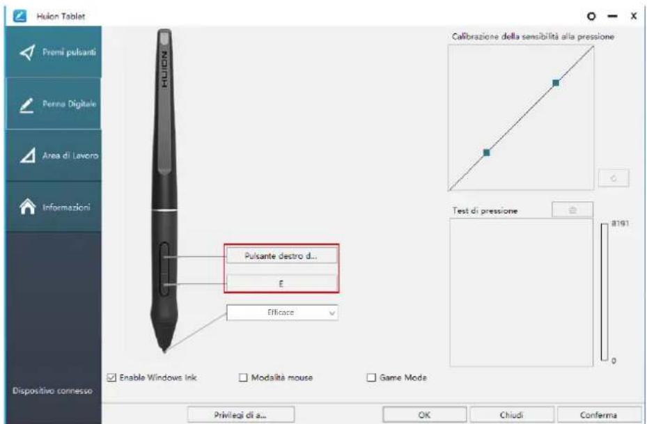 Huion Inspiroy Dial Q620M - Impostazione funzioni tasti della penna - 1