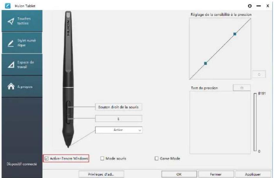 Huion Inspiroy Dial Q620M - Activer la fonction Windows Ink - 1