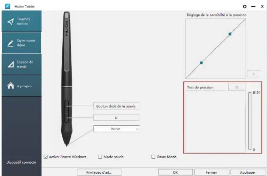 Huion Inspiroy Dial Q620M - Test de la pression du stylet - 1