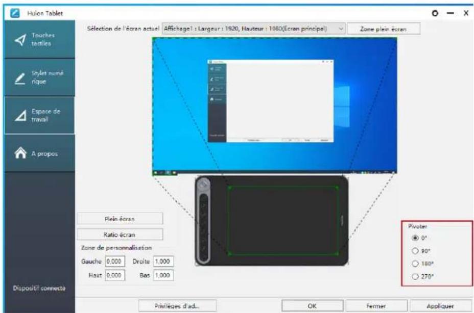 Huion Inspiroy Dial Q620M - Rotation de la zone de travail - 1