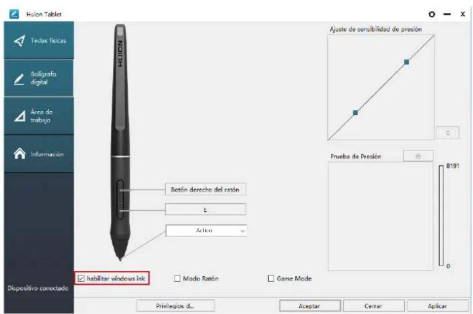 Huion Inspiroy Dial Q620M - Habilitar la función de Windows Ink - 1