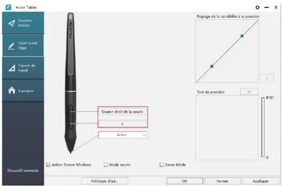 Huion Inspiroy Dial Q620M - Réglage du bouton du stylet - 1