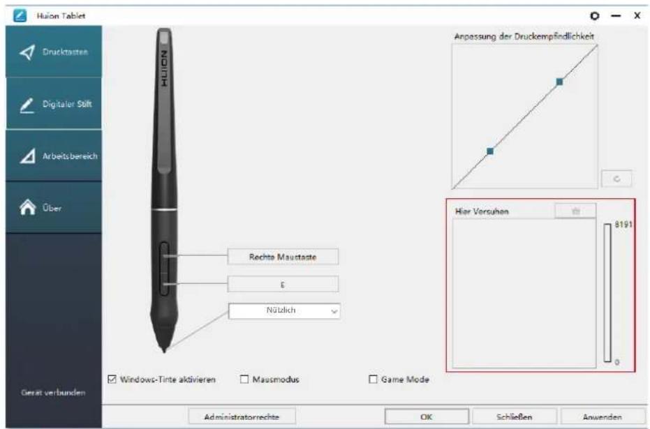 Huion Inspiroy Dial Q620M - Stiftdrucktest - 1
