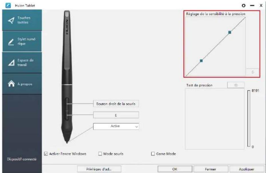 Huion Inspiroy Dial Q620M - Réglage de la sensibilité de la pression - 1