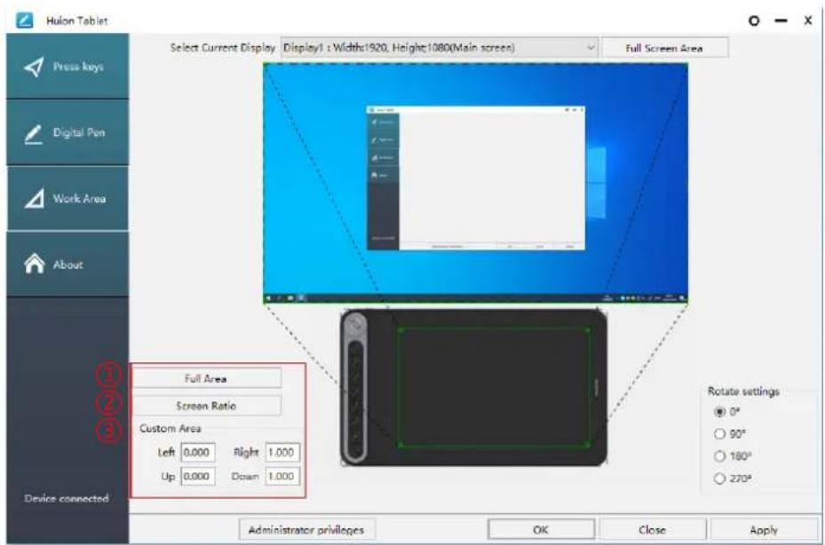 Huion Inspiroy Dial Q620M - Working Area Setting - 1