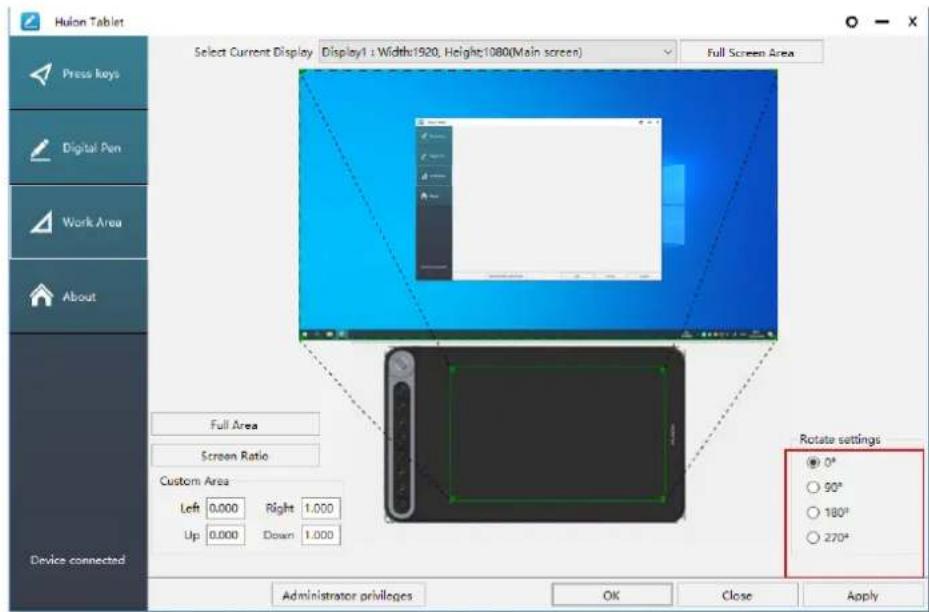 Huion Inspiroy Dial Q620M - Rotate Working Area - 1