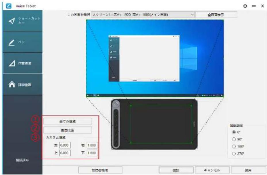 Huion Inspiroy Dial Q620M - 作業領域の設定 - 1