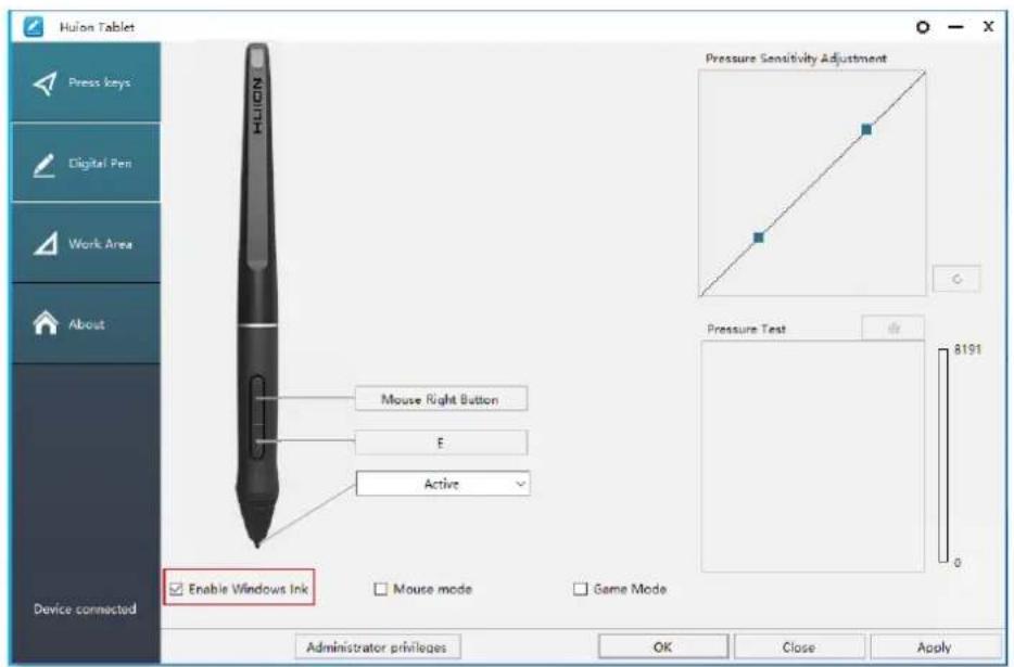 Huion Inspiroy Dial Q620M - Enable the Windows Ink feature - 1