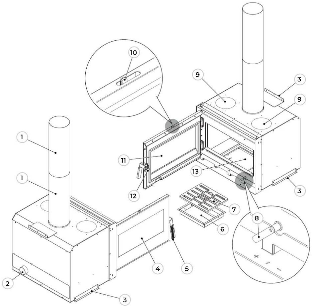 Palazzetti GTM80 L - Hauptkomponenten - 1