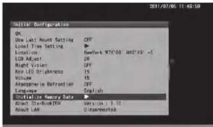 Vixen SXP2 - Initialiser les données de mémoire - 1