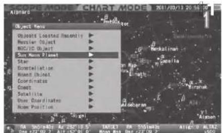 Vixen SXP2 - Appel de la carte de la lune à partir du "menu objet - 1