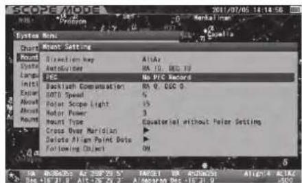 Vixen SXP2 - Démarrage de l'enregistrement PEC - 1