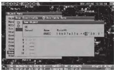 Vixen SXP2 - Définition d'un point par coordonnées - 1