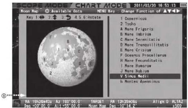 Vixen SXP2 - Écran 2 : indiquer un lieu sur la carte de la lune - 1