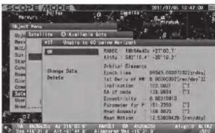 Vixen SXP2 - Définition, modification ou suppression des éléments orbitaux du satellite - 1